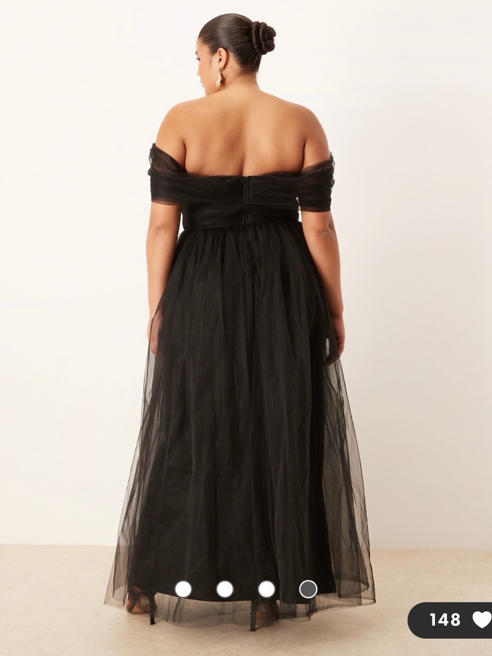NWT ASOS Off-Shoulder Black Tulle Maxi Dress